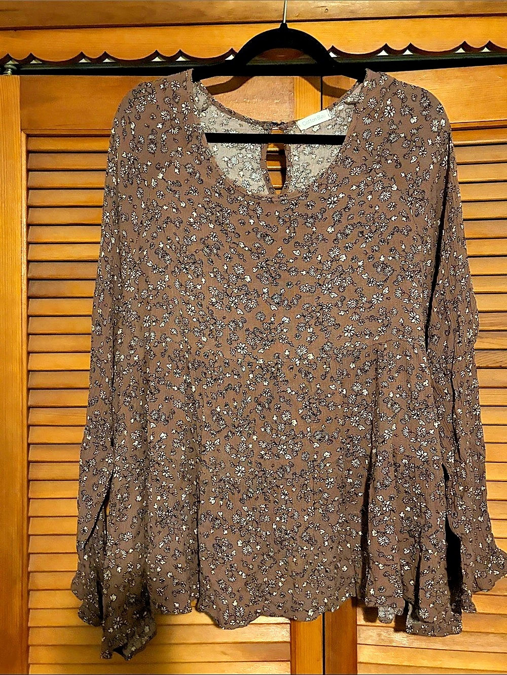 Floral Blouse in Brown & Orange, XL